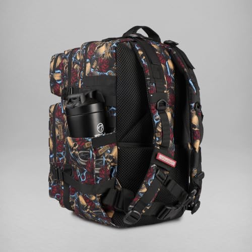 WOLFpak 45L Athletic Gym Backpack - Durable 1000D Waterproof Oxford Material with MOLLE Webbing, Laptop Pocket - color: Deadly Sharp