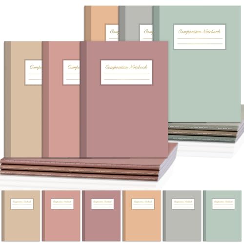 6 Pack Large Composition Notebooks Bulk 9.8 × 7.5 in Wide Ruled Hard Cover Composition Book Assorted Marble Journal College Ruled Paper for Adult Student College Office Back to School Supply(Morandi) - size: 6 Pack, style: Morandi