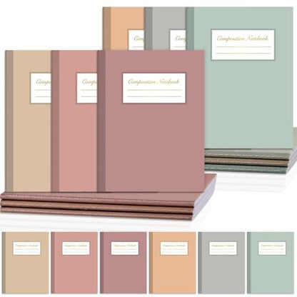 6 Pack Large Composition Notebooks Bulk 9.8 × 7.5 in Wide Ruled Hard Cover Composition Book Assorted Marble Journal College Ruled Paper for Adult Student College Office Back to School Supply(Morandi) - size: 6 Pack, style: Morandi