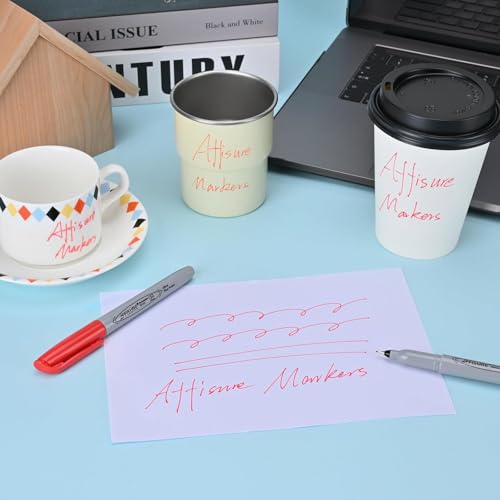 Red Ultra Fine Point Permanent Marker, 20 Pack, 0.4 mm, Precision Fine Tip for Detailed Writing, Art, Crafts & Labeling on Paper, Plastic, Glass, Metal, Waterproof, Fade-Resistant Ink - size: 20