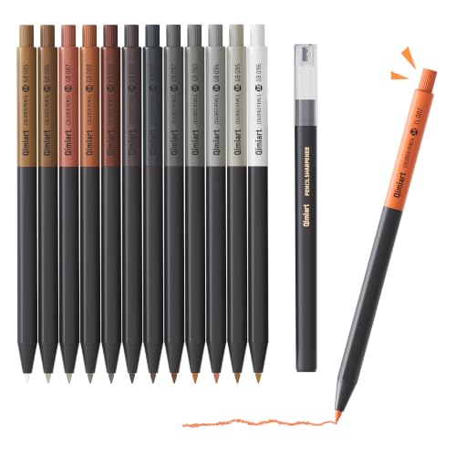 3.0mm Mechanical Colored Pencils Set, Pack of 12 (Taupe Brown) | Soft Core Oil-Based, Click-to-Advance Lead, Include Sharpener,Assorted Colors,Art Supplies for Coloring, Sketching, Drawing - color: Taupe Brown
