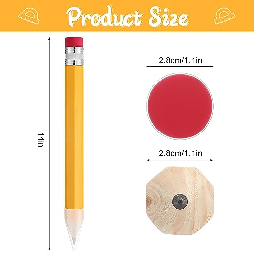 Leinuosen 12 Pcs Large Pencils Back to School Gifts Giant Big Jumbo Nolvety Funny Comically Wood Yellow Pencils with Eraser for Teachers Office Welcome Back to School Party Decorations Photo Props