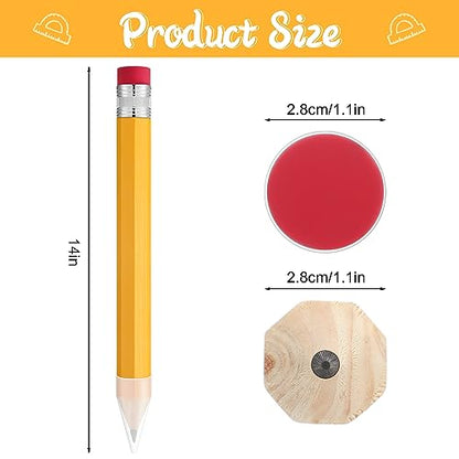 Leinuosen 12 Pcs Large Pencils Back to School Gifts Giant Big Jumbo Nolvety Funny Comically Wood Yellow Pencils with Eraser for Teachers Office Welcome Back to School Party Decorations Photo Props