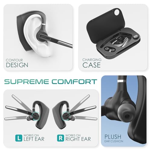 Herloreen Bluetooth Headset with Mic for Work, Wireless Earpiece with USB Dongle for PC Laptop, 48H Talk Time, Noise Canceling Mic, Charging Case, for Remote Work, Call Center, Trucker, Business - style: Headset + Charge Case + USB Dongle-HLK30