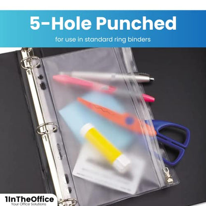 1InTheOffice Clear Pencil Pouch, Pencil Pouch for 3 Ring Binder, Zippered, Vinyl, 8 Pack
