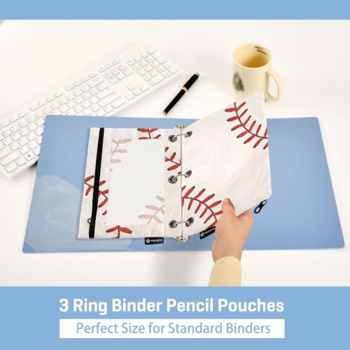 Gredecor 3 Ring Binder Pencil Pouch, Basebal Laces (2) Zippered Pen Case Pouches with Clear Window, 2 Pack Stylish Office & School Supplie - color: Basebal Laces (2)