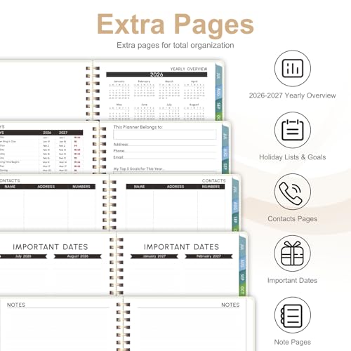 Planner 2026-2027, Weekly and Monthly Academic Year Calendar Planner, July 2026 - June 2027, Daily Agenda Book for Office School Supplies, Letter Size(8.5'' x 11'') - color: C-Beige, size: 8.5"x11"(Jul 2026-Jun 2027)