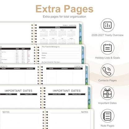 Planner 2026-2027, Weekly and Monthly Academic Year Calendar Planner, July 2026 - June 2027, Daily Agenda Book for Office School Supplies, Letter Size(8.5'' x 11'') - color: C-Beige, size: 8.5"x11"(Jul 2026-Jun 2027)