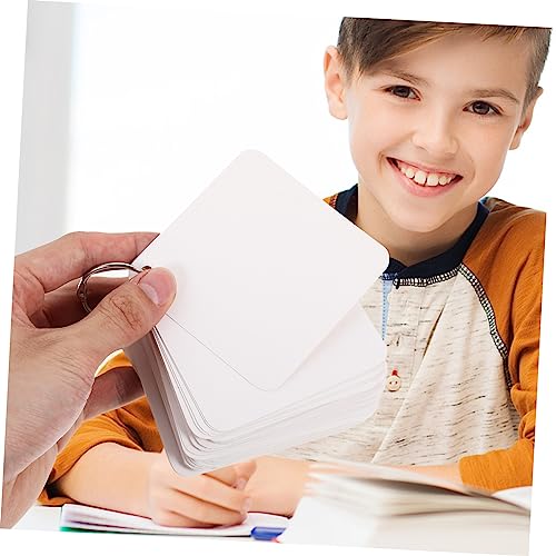 Blank Flash Cards with Metal Binder Rings Pre-punched Index Notecards for Studying Note-taking Crafting Heavy Duty Cardstock Cards Includes Rings - size: 7.80X7.80X0.01CM