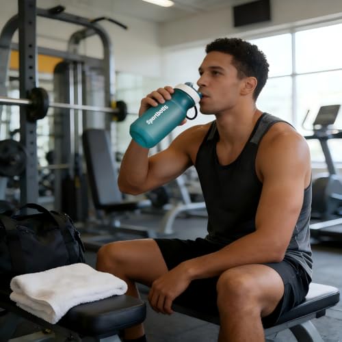 2 PCS Set Plastic Water Bottles, Sports Water Bottles with Leak-Proof Lid, Lightweight Reusable Water Bottles for Running,Gym, School, Travel, BPA Free,Leak Proof (Blue(13oz+20oz) - color: Blue(13oz+20oz）