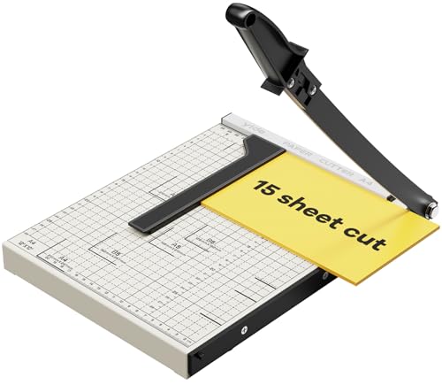 Optomni Paper Cutter, 12-Inch Heavy Duty Guillotine Paper Cutter with 15 Sheet Capacity, Ideal Paper Trimmer for Classroom, Cardstock, Art Projects, and Office Use (Magnetic Paper Guide)