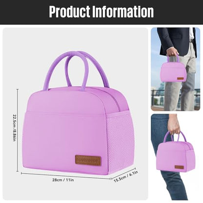 douyadady Lunch Bag&Box Women/Men Insulated&Reusable | Spacious Lightweight Waterproof Sturdy Durable Great Value For Office Work School Picnic Travel - color: Purple