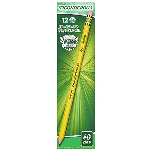 TICONDEROGA Woodcase Pencils with Erasers, 6 Pre-Sharpened Boxes of 12, 72 Pencils Total (13806SP)