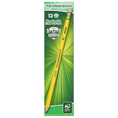 TICONDEROGA Woodcase Pencils with Erasers, 6 Pre-Sharpened Boxes of 12, 72 Pencils Total (13806SP)