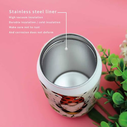 T&H XHome Gnome Ladybugs 14oz Stainless Steel Tumbler with Lid & Straw-Double Wall Vacuum Insulated Travel Mug Daisy Polka Dots Water Bottle Coffee Beverage Drinks Cup - size: 14 Ounces