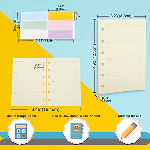 A7 Planner Refills, 4 Packs per Set, Weekly Plan Paper, A7 6 Ring Binder Inserts Refill with Label Stickers Gift,Mini Binder Refills,6 hole/100gsm Thick Paper/4.84 x 3.23'', Harphia - color: Weekly Plan