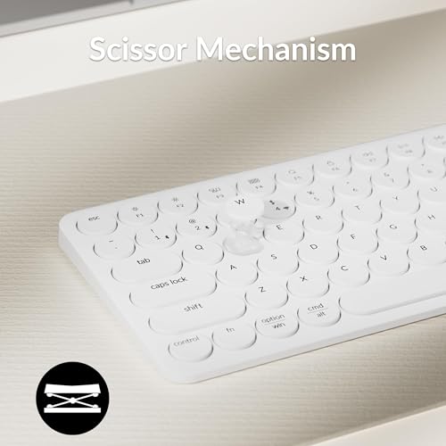 Keychron B3 Pro 75% Ultra-Slim Wireless Keyboard, 2.4GHz, Bluetooth 5.2 / Wired USB Connection, Portable Silent White Bluetooth Keyboard for Mac Windows Linux Tablet Phone - color: White
