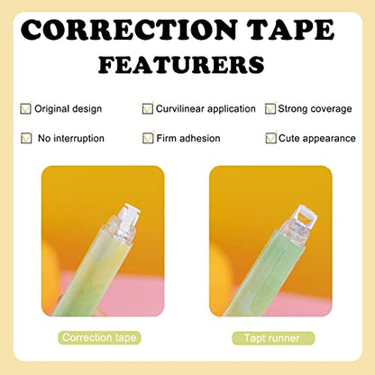 2 in 1 Correction Tape and Double Sided Tape Roller, Cute Quick Dry Japan Correction Tape, with Permanent Scrapbook Adhesive Tape Dispenser, for School Office Supplies(SH-C) - style: BP-03