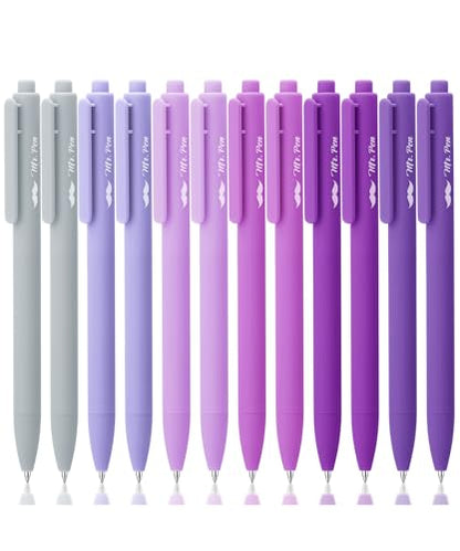 Mr. Pen- Retractable Gel Pens, 12 Pack, Black Ink, Lavender Legacy Barrel | Fine Point 0.5mm, Fast Dry, Smooth Writing, Cute Pens for Drawing, Writing Planner and School Supplies - color: Lavender Legacy Barrel, Black Ink, size: 12 Pack