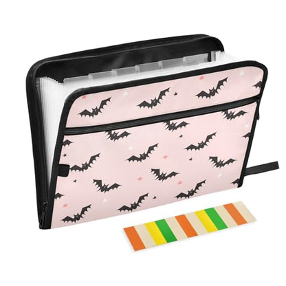 Black Bats Star File Folders,Plastic Folders with 13 Pockets,Expandable File Folder for Documents School Students Office,Aesthetic Folder with Labels A4 Letter Size - color: Multi 22