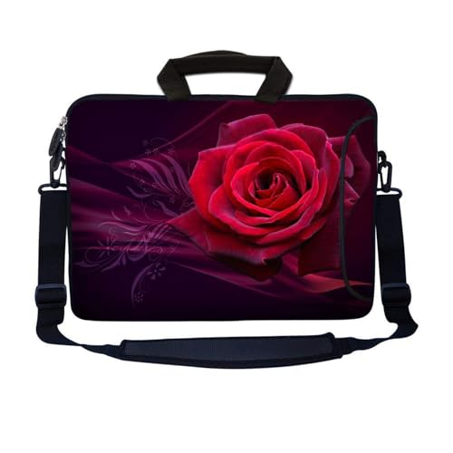 LSS 13.3 inch Laptop Sleeve Bag Notebook with Extra Side Pocket, Soft Carrying Handle & Removable Shoulder Strap for 12" 12.1" 13" 13.3" Apple MacBook Air, GW, Acer, Aspire Asus, Dell, HP, Sony, - color: Pink Rose Floral Flower, size: 13 in – 13.3 in