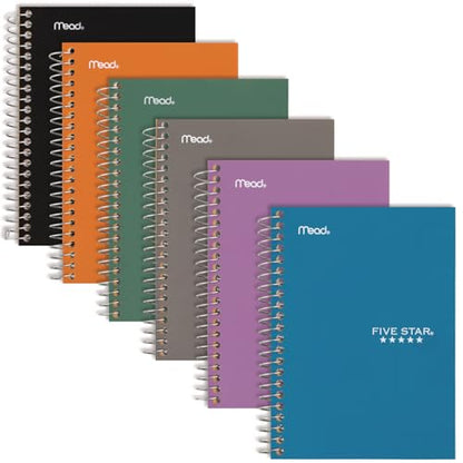 Five Star Wirebound Notebook, 1-Subject, Medium/College Rule, 80 Sheets 17.7 cm x 11.1cm (7" x 4.75 ") Assorted Cover Color