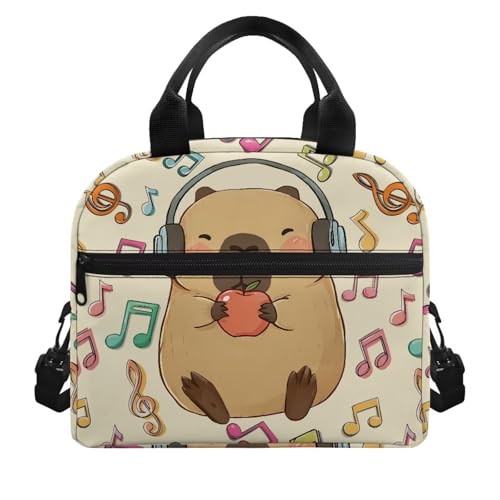 Capybara Simple Modern Lunch Box for Girls 4-6 Note Card Preschool Lunch Box Boys 6-8 One Piece Meal Bag for Kids 8-10 Kindergarten Toddler Children Elementary School Adjustable Strap - color: Note Card Capybara