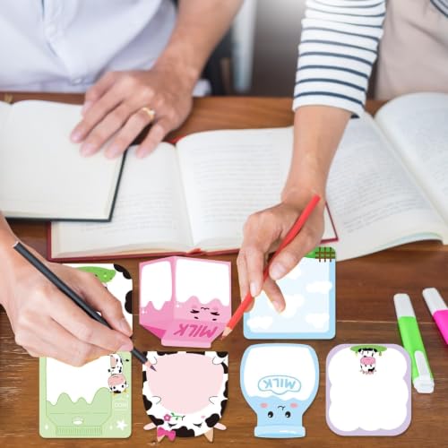 Fancy Land 24 Pads Cute Sticky Notes Cartoon Animal Pattern Sticky Notes for Teachers Classrooms 720 Sheets Memo Pads Teacher Appreciation Gift Home Office Supplies Cow - style: Cow