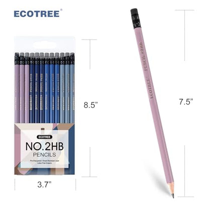 ECOTREE Pencils #2 Pre-Sharpened Pencils for Kids Number 2 Pencil with Erasers for School, Writing, 12 Count - color: Morandi, style: 12 COUNT