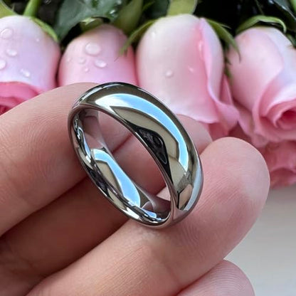 TUTISS 3mm 4mm 5mm 6mm 7mm 8mm 10mm Silver/Gold Tungsten Rings for Men Women Couple Fashion Jewelry Engagement Wedding Bands Domed Polished Comfort Fit - color: 6mm Tungsten