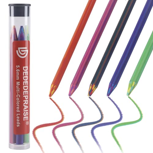 5.6MM Mechanical Pencil Lead Refills - Rainbow, Graphite - Soft, Medium, Hard - Clutch Pencil Refills - 5 PCs - color: Rainbow 5.6mm Refills - 5 pcs