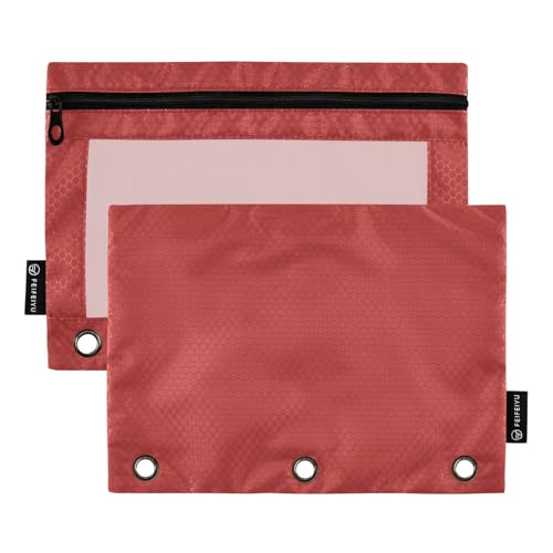 Gredecor Binder Pencil Pouch 3 Ring Brown Zipper Pencil Pouches Case 2 Pack Clear Binder Organizer for School Office - color: Brown