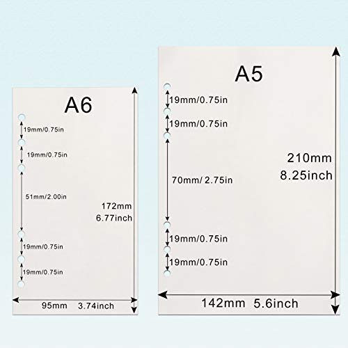 Toplive A5 Refill Paper, [3 Pack] 100GSM Thick 6 Hole Filler Inserts - 135 Sheets (270 Pages) for 6 Ring Binder Journal Notebook, Blank - style: 3Pack Blank Paper