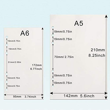 Toplive A5 Refill Paper, [3 Pack] 100GSM Thick 6 Hole Filler Inserts - 135 Sheets (270 Pages) for 6 Ring Binder Journal Notebook, Blank - style: 3Pack Blank Paper