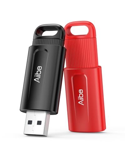 Aiibe 128GB USB Flash Drive 2 Pack - 128GB USB Stick Thumb Drive USB 2.0 Memory Stick with Keychain (Black and Red) - color: Black & Red(2-Pack), size: 128GB 2.0