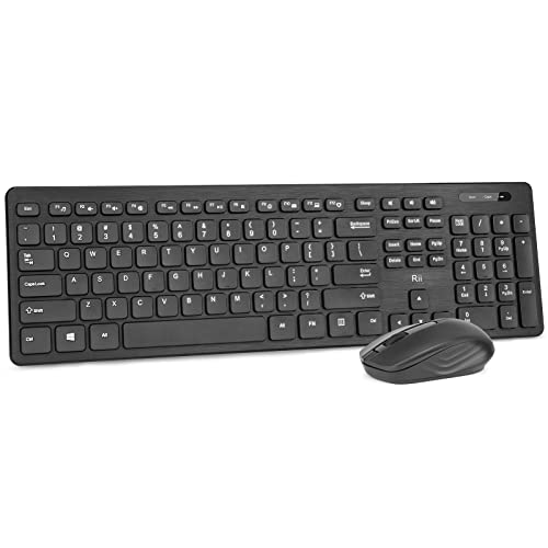 Wireless Keyboard and Mouse Combo - Rii Standard Office PC Keyboard and Optical Wireless Mice (Black) - color: Black