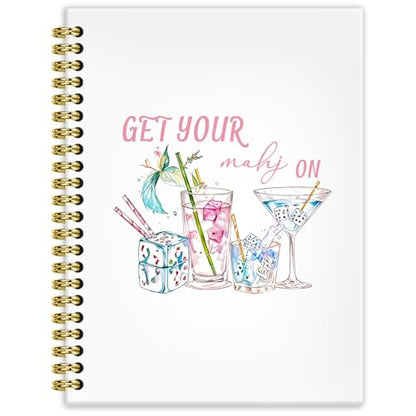 BRRNYOI Mahjong Gifts Notebook Journal 5.5x8.3, Mahjong Gifts for Women Lovers Players Journal Notebook, Cocktail Gift Notebook, Mah Jong Dice Cocktail Hardcover Spiral Notebooks for Note Taking - color: 10
