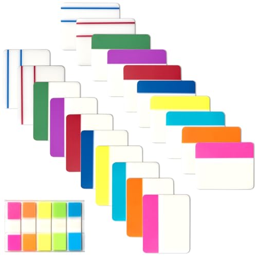 Sticky Index Tabs Book Page - 500Pcs 2 Inch Writable Colored Pages Markers, Repositionable File Tab Flags Labels Self Adhesive Reading Divider Sticker for Books, Binders, Notebook and Folders (21 Set) - color: Vibrant