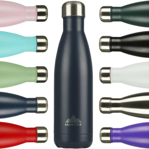 Mont-Clair Stainless Steel Water Bottle, Vacuum insulated - BPA Free, 12h Hot & 24h Cold Drinks, Metal Water Bottle 17 oz Leakproof, Ideal for Adult, Kids, Running - Dark Blue - color: Dark Blue, style: 17 Ounces