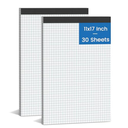 2 Pack Graph Paper Pad 11x17 for Blueprint Drawings, Drafting, Engineering Drawing, and Planning, 4x4 Quad Ruled Blueprint Quadrille Paper, Perforated Large Grid Paper Drafting Paper 30 Sheets/Pad - style: 2 Pack - 11 x 17 IN - 30 Sheets - White