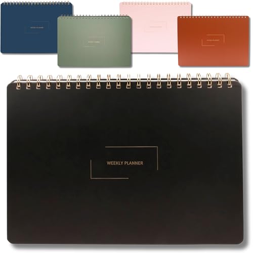 Undated Weekly Planner | 8.25” x 11.75” Work To-Do Notebook | ADHD Academic Organizer | Multi-Layout | Men and Women Planner | College Supplies | Black | Landscape Layout - color: Black, size: Weekly Planner - Landscape