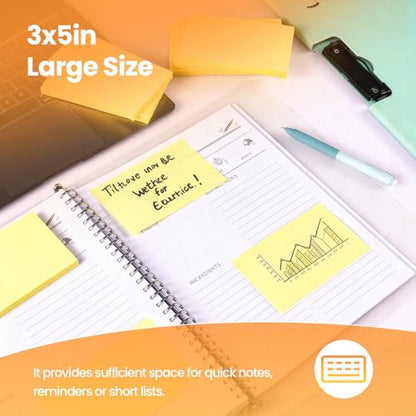 960 Sheets 3 in x 5 in Large Sticky Notes, 76 x 127 mm 6 Pads Assorted Self-Stick Pads for Notebook,Office,School and Home,80 Sheets/Pad (12 Pads Yellow) - style: 12 Pads Yellow