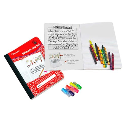 24 Pack Primary Journal Grades K-2 Half Page Ruled Composition Notebook I 200 Pages (100 Sheets) / Primary Writing Journal I Back to School Supplies I Primary Composition Notebook for Preschool Kids