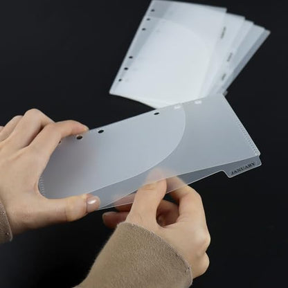 Mogoostry 12pcs A6 Binder Pocket 6Tabs Cash Envelopes with Label Sticker A6 Budget Sheets 2 Pockets Binder Divider Inserts Frosted Money Organizer - color: 12pcs Frosted Envelope