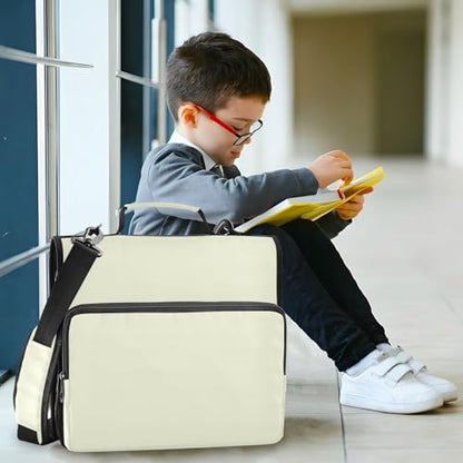 1.5 Inch 3 Rings Zipper Binder with Handle Easy to Carry Document Organizer Bag for School and Office Beige - color: Beige