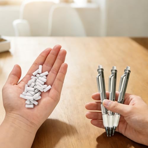 100 Pcs Mechanical Pencil Eraser Refills, No-Trace White Refill Erasers for Most Standard Propelling Pencils Paper-Friendly for Office School Home Notebook & Sketching