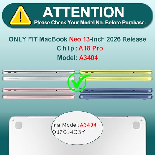 Batianda CrystalAir Case for MacBook Neo 13 Inch 2026, Crystal Clear | 4-in-1 Bundle Ultra Clear Slim Hard Shell, Lightweight Everyday Protection for MacBook Neo 13 Inch 2026 Model A3404 - color: Crystal Clear