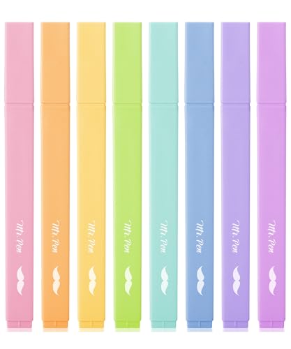 Mr. Pen- Aesthetic Highlighters No Bleed, 8 Pack, Assorted Colors | Chisel Tip, Cute Highlighters Assorted Colors for Journaling, Highlighting, Underlining, Fast Dry, Back to School Supplies - color: Pastel Candy Colors, size: 8 Pack