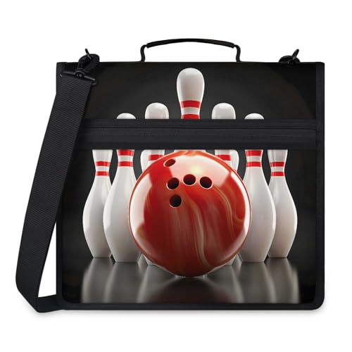 Bowling Ball Zipper Binder, 3-Ring Binder with Handle Shoulder Strap, Multiple Pockets & Storage Organizer Case - color: Multicolor 18
