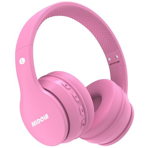 MIDOLA Kids Headphones Bluetooth 5.4 Wireless 68H Play Time Volume Limit 85/94dB Over-Ear Foldable Headset,Type-C Fast Charging,with Wired Aux Mic for Toddler Child Pad Tablet Pink - color: Pink